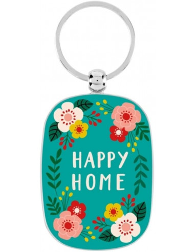 Porte-clés OPAT Happy home fleuri vert